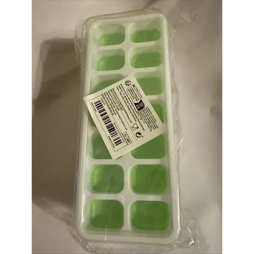 Set Of Four Silicone Ice Cube Trays with Lids Easy Release 14-Cavity Stackable